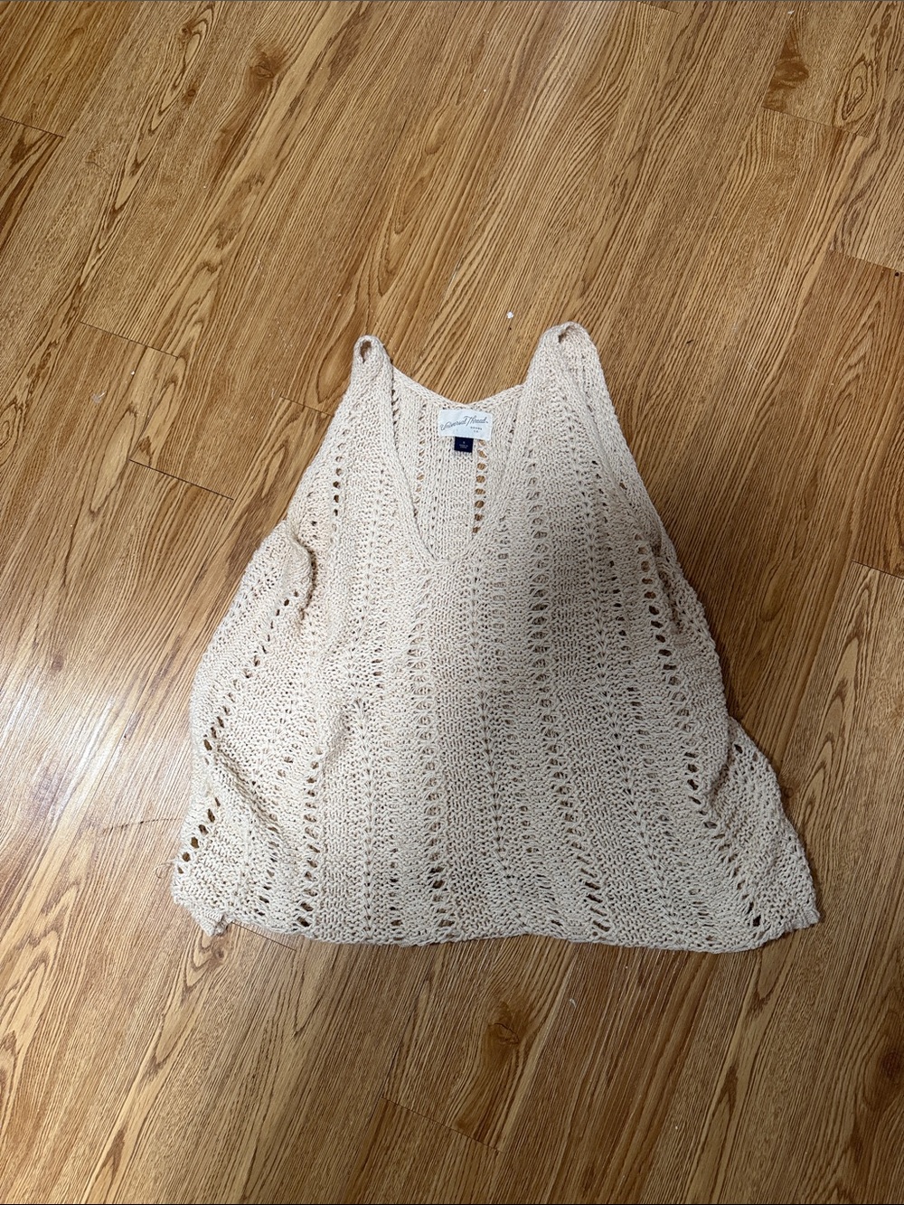 Universal Thread Cream Crochet V-Neck Swim Cover-Up